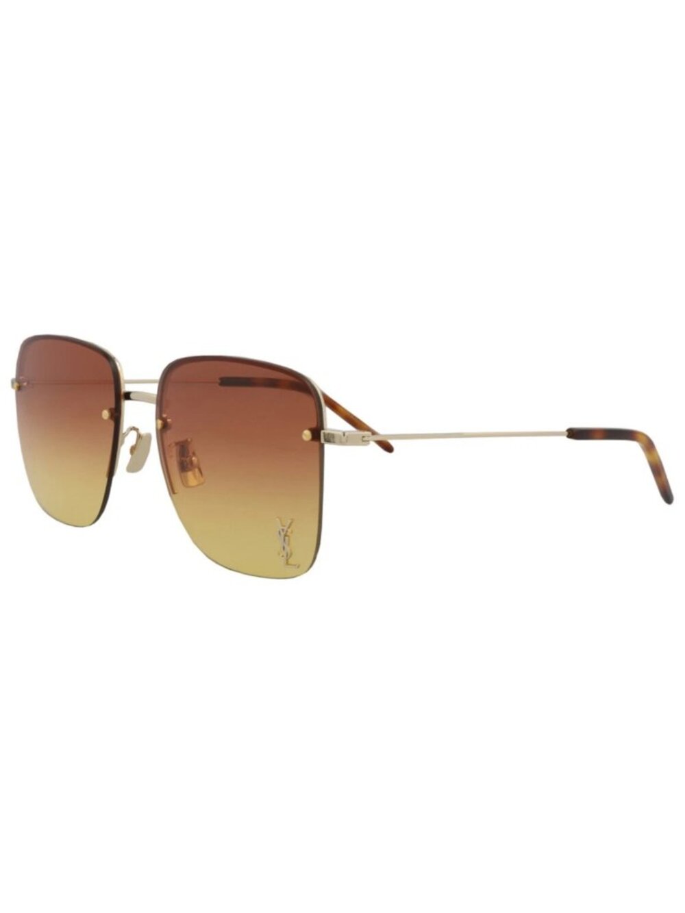 New Saint Laurent Women's Sunglasses Square Rectangle Metal Frame Gold Gold